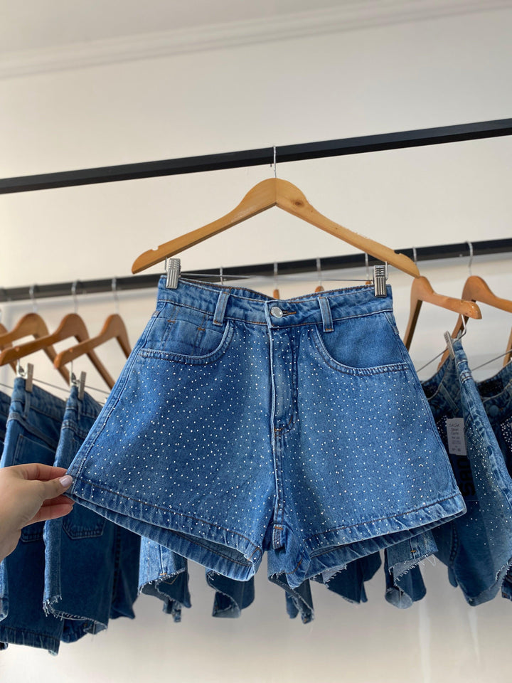 Short jeans com brilho Ats